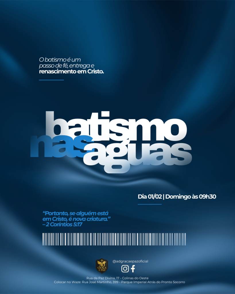 Batismo nas águas igreja evangélica moderno azul branco post do instagram